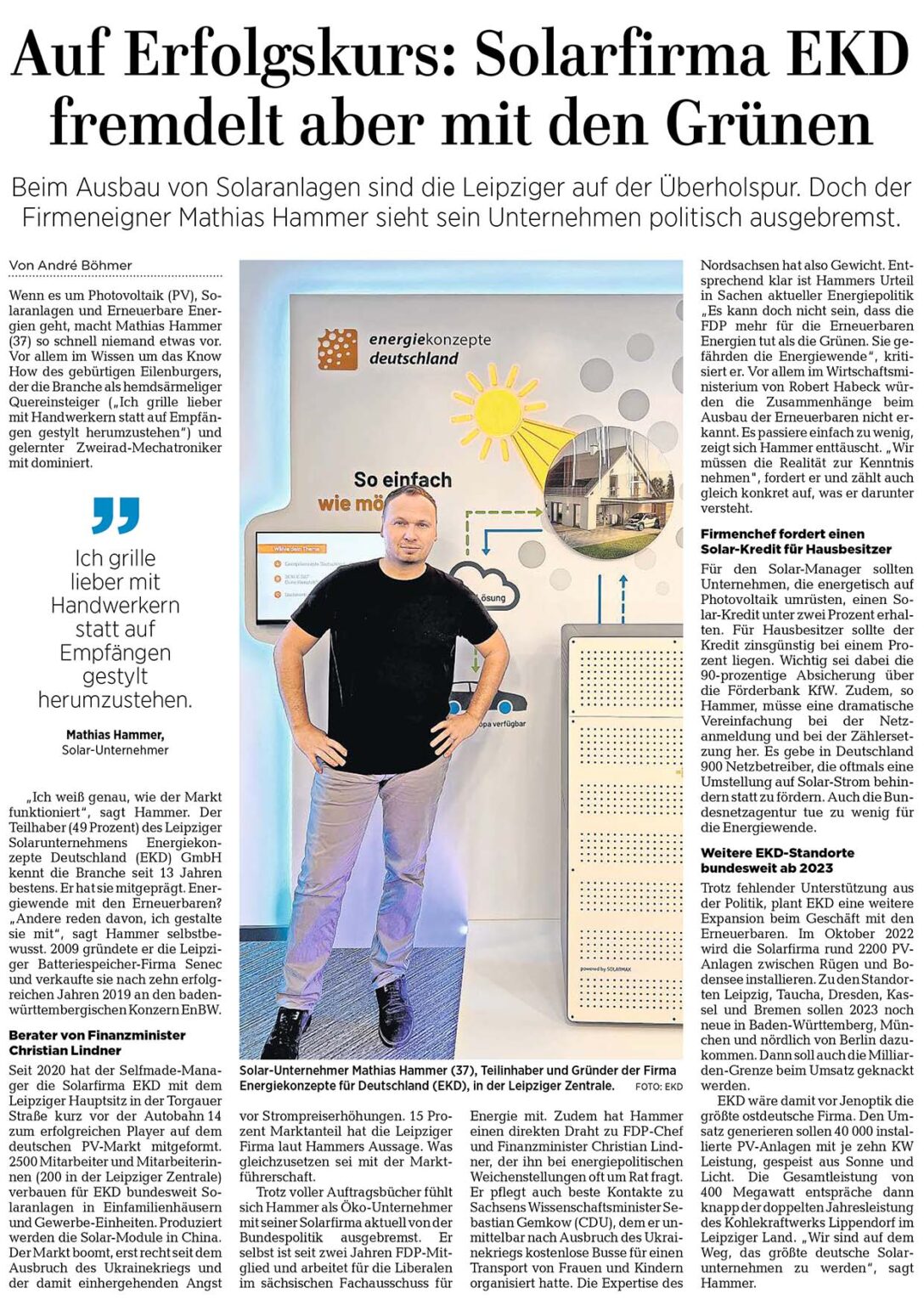 LVZ Die Leipziger Solarfirma EKD ist auf Erfolgskurs Energiekonzepte Deutschland