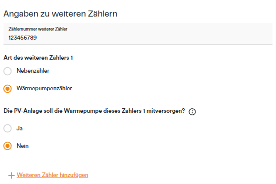 EKD Kundenportal Angabe weitere Zähler