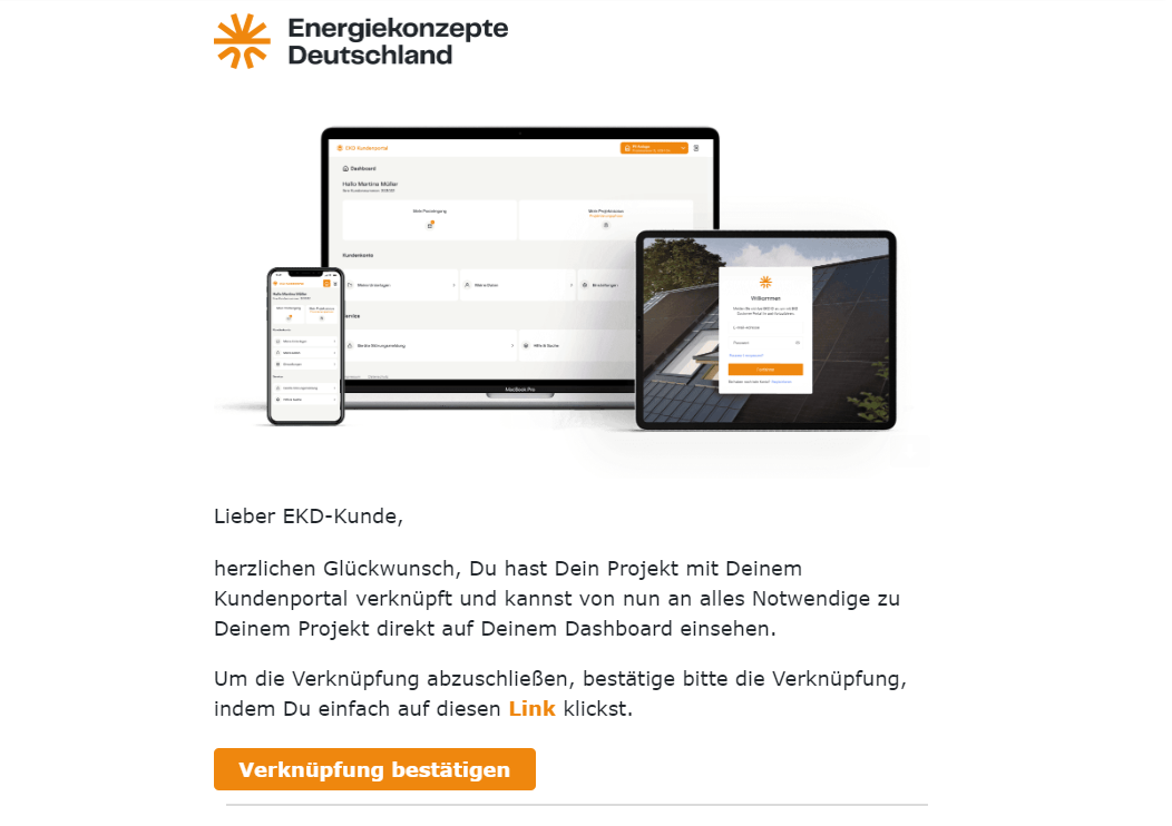 EKD Kundenportal Bestätigung Projektverknüpfung