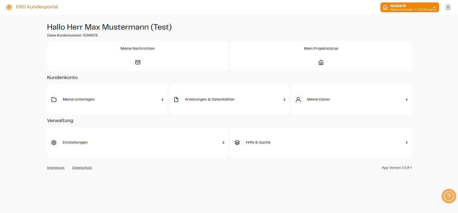 EKD Kundenportal Dashboard