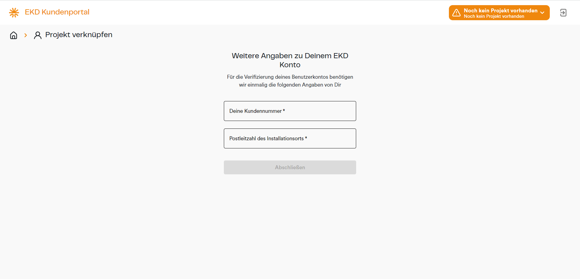 EKD Kundenportal Projekt verknüpfen