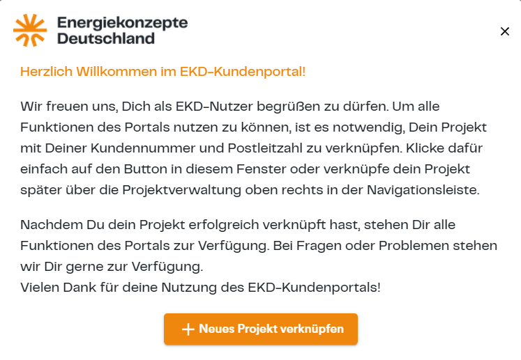 EKD Kundenportal Projektverknüpfung Aufforderung