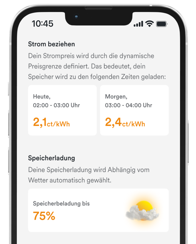 Die App von Ampere.IQ auf dem Smartphone