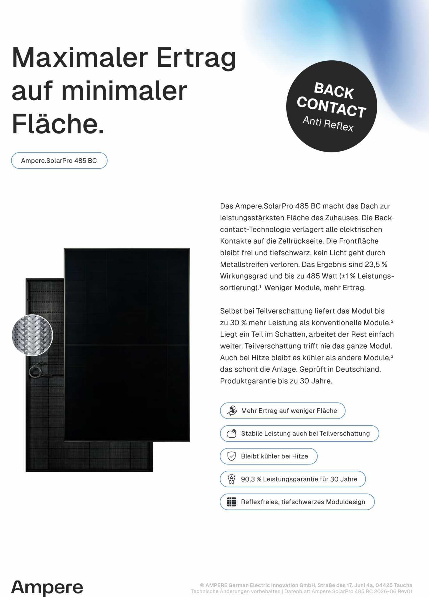 Vorschau Datenblatt zu Solarmodul Ampere.SolarPro 485 BC