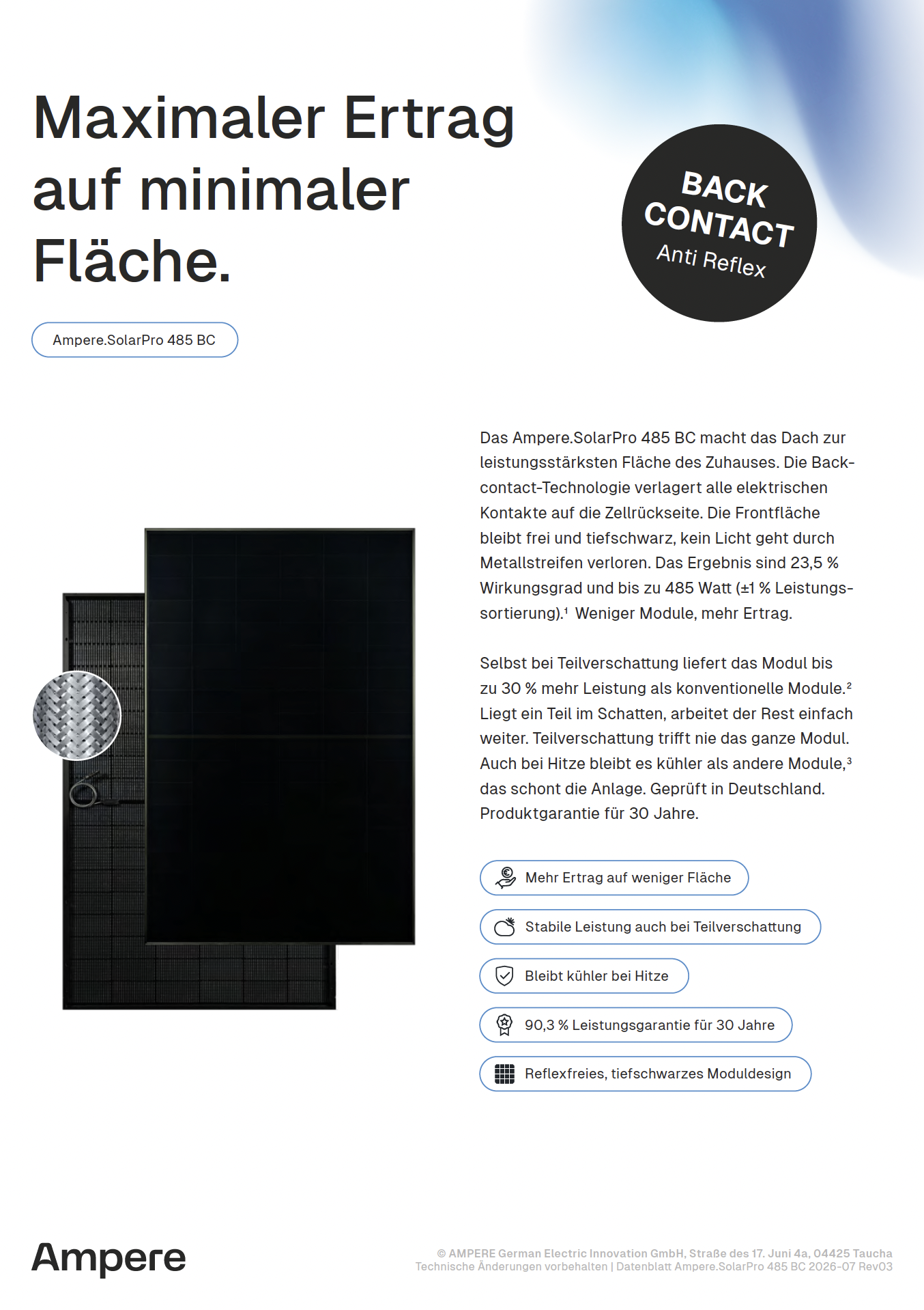 Vorschau Datenblatt zu Solarmodul Ampere.SolarPro 485 BC